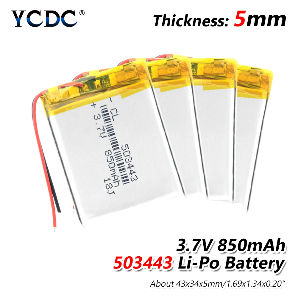 

1/2/4 Pcs/lot 43x34x5mm 850mAh Li Ion Polymer Batteries Replace For GPS Tablet Laptop Mobile Phone Power Bank 3.7v Lipo Bateria