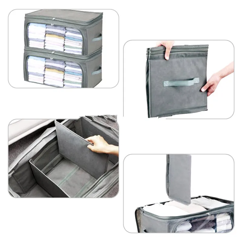 62l folding bamboo charcoal clothes storage bag