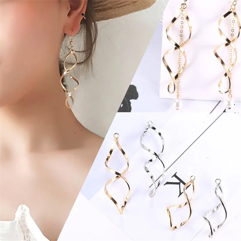 

10pcs Curve Alloy Charms Pendants Gold Silver Earrings Making Accessories DIY Handmade Ear Jewelry Findings Wholesale