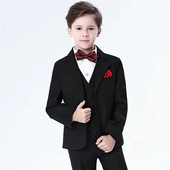 

2018 New Kids 5PCS Vests+Bow Tie+Shirt+Pants+Coats Wedding Blazer Suit Boys Formal Tuxedos School Suit Kids Clothing Set G193