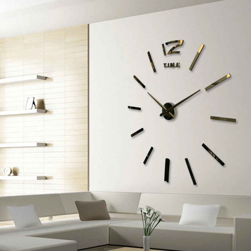 Фирменная новинка современный большой 3D зеркальной поверхности настенные часы Стикеры цифровые часы Офис номер DIY украшения