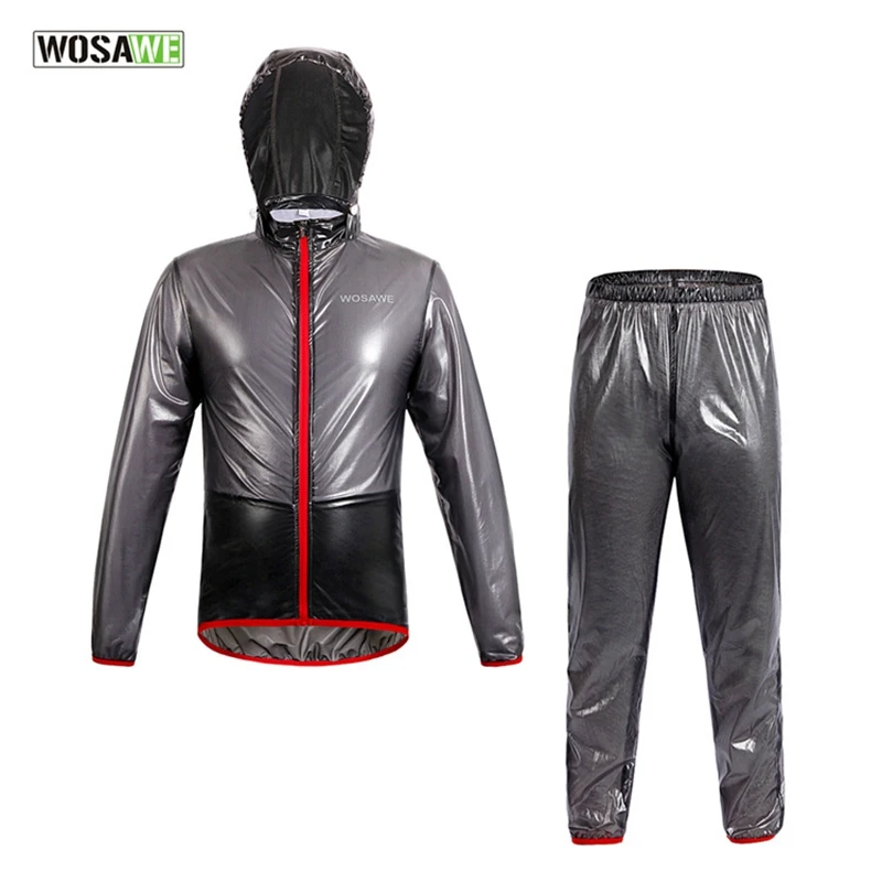 WOSAWECycling Raincoat Hooded Windproof Waterproof Sports Rain Jackets