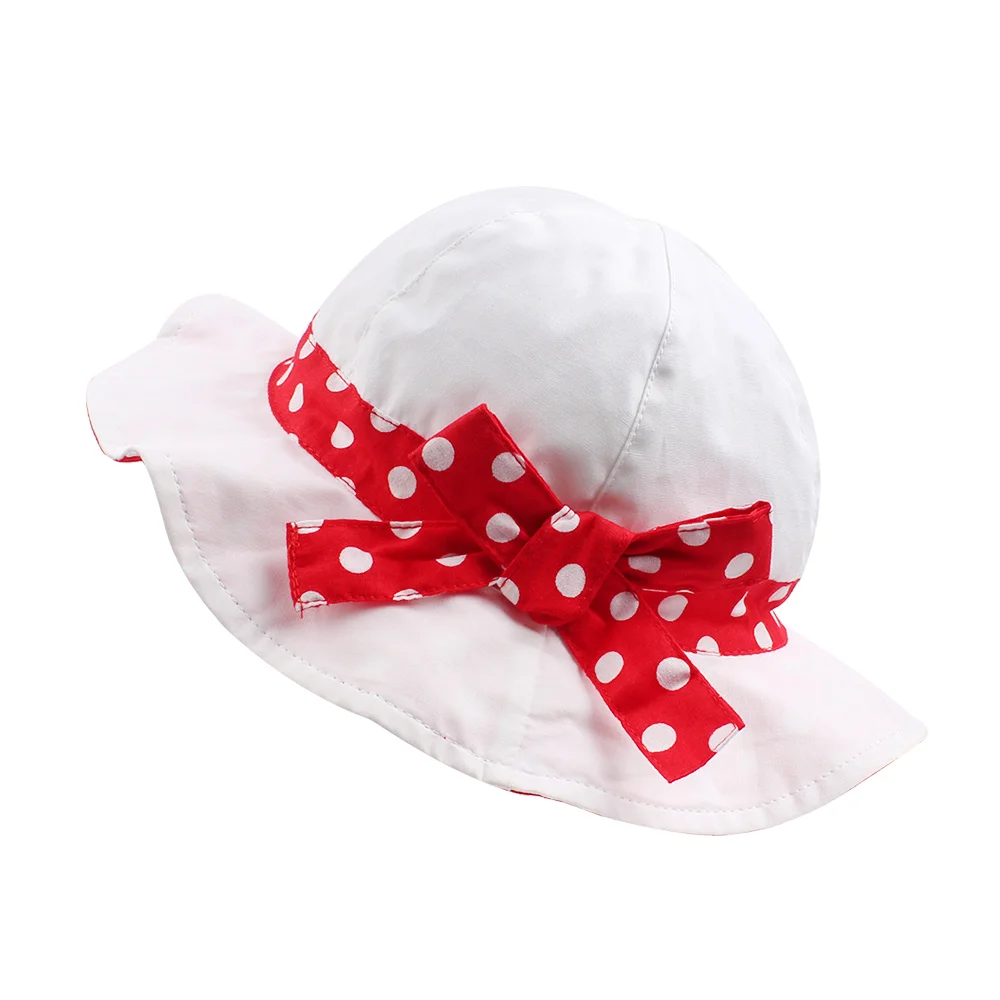 Bow Dots Baby Girls Hat Polka Panama Summer Sun Hat Cotton Cute Baby Bucket Hat For Girls Lace Princess Cap Baby Girls Clothing (9)