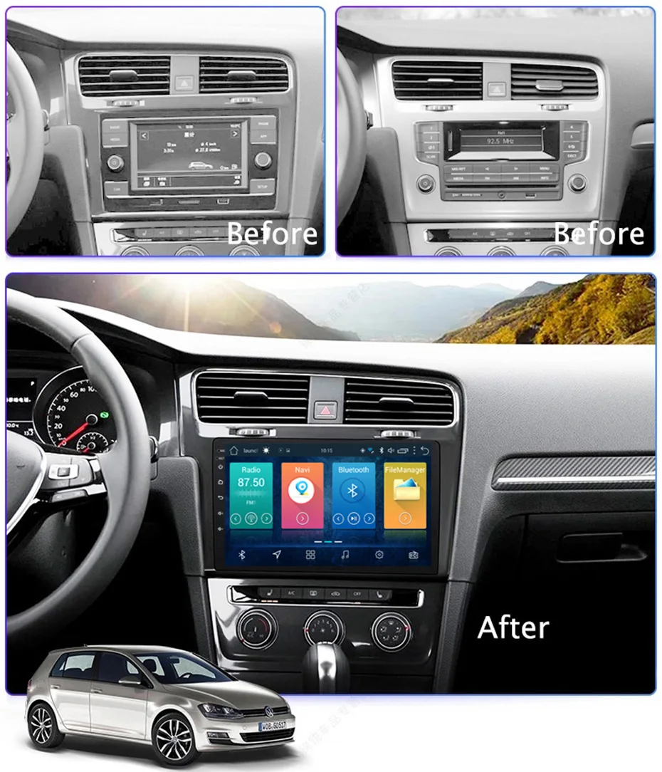 Flash Deal 10.1 inch 2.5D IPS Tempered HD multi-touch screen Android 8.1 NAVI for golf 7 2014-2018 with Bluetooth USB WIFI support SWC 1