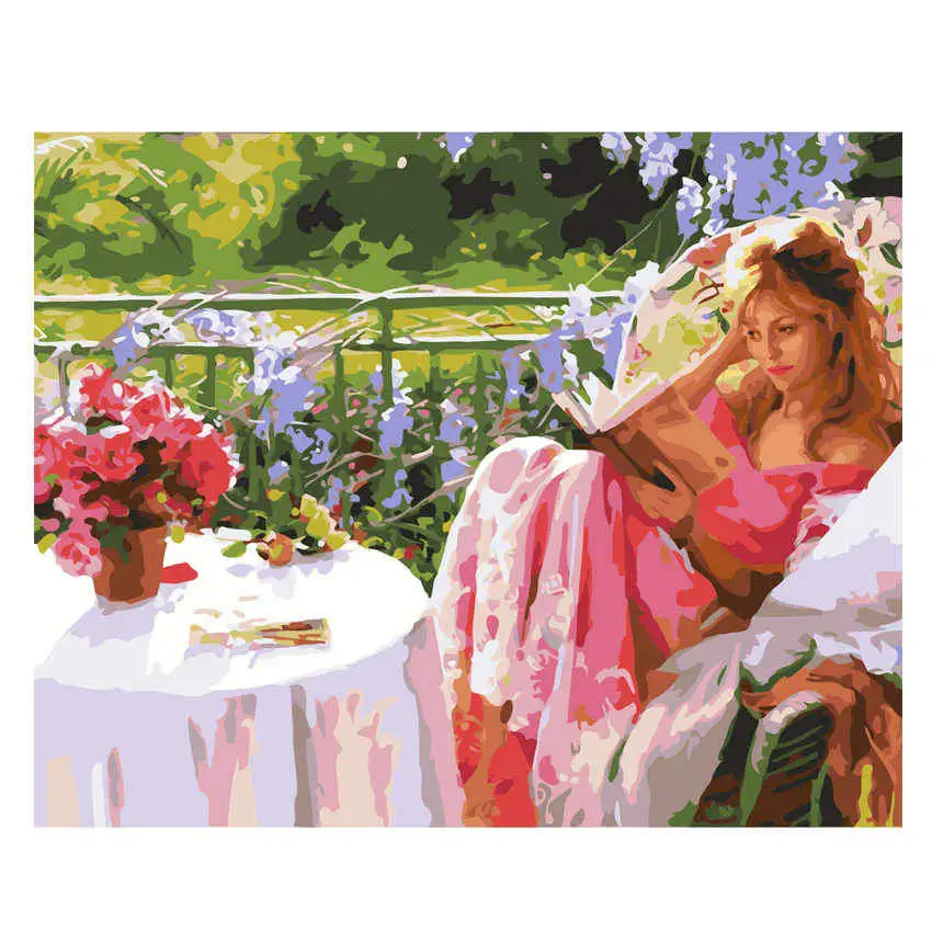 

Diy Picture By Numbers,Poppy,Coloring By Numbers,Woman Reading Paint By Number