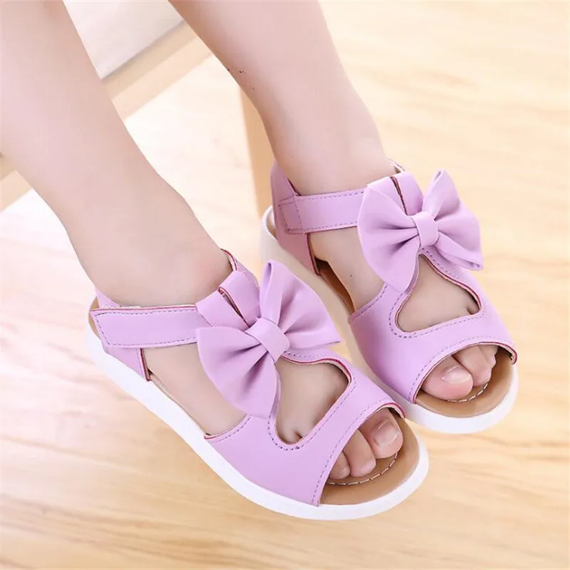 

Summer Children girls Hook&Loop sandals Knot princess sandals 3colors pure color 22-30 1-6years TX05
