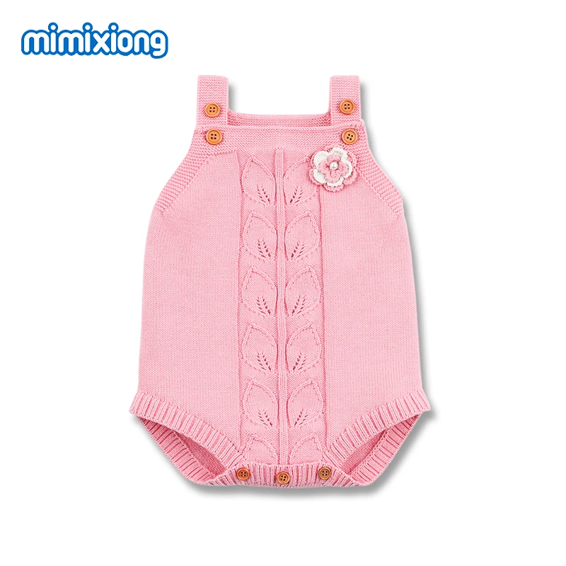 Spring Newborn Baby Bodysuit Clothes Fashion Flower Knitted Infant Kids Girl Sleeveless Onesie Outfits Toddler Children Jumpsuit