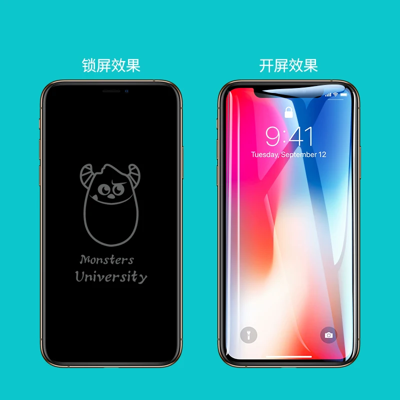 

For iPhone 8 7 6 6s Plus New Fashion Stealth Pattern Monsters University Pattern 9H Tempered Glass Screen Protector Film