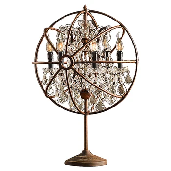 

American table lamp retro industrial loft globe crystal living room bedroom wrought iron gyro table lamp Retro table lamp