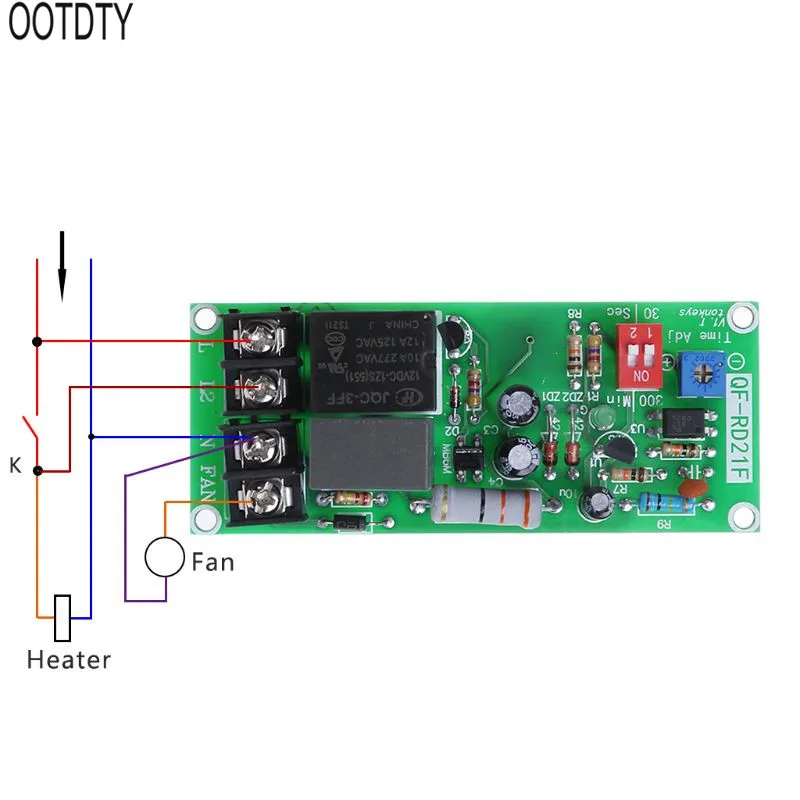 AC100V-220V, регулируемый таймер, релейный модуль для выключения, переключатель задержки для вытяжного вентилятора