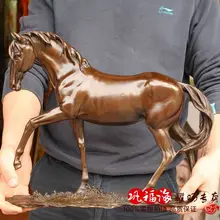 Домашний декор для гостиной, искусство-40 см, большой успех, бегущая лошадь, искусство, бронзовая статуя, скульптура, украшение, латунь, декоративная