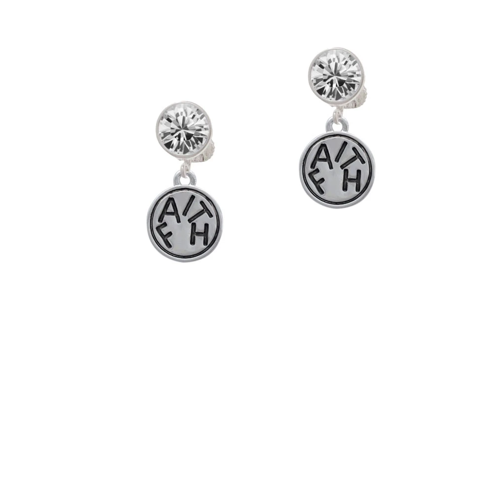 Faith in Circle Crystal Clip On Earrings (1)