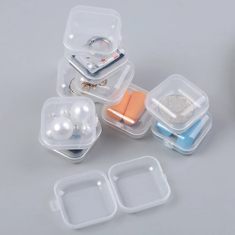 

5pcs Transparent Portable Mini Jewelry Box Organizer Case Travel Accessories Multifunction SD Card Earplug Small Packaging Box