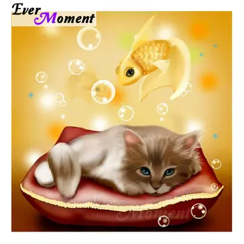 

Ever Moment Cat Fish Animal Diamond Painting Cross Stitch Rhinestones 5D DIY Decoration For Home Diamond Embroidery S2F1531