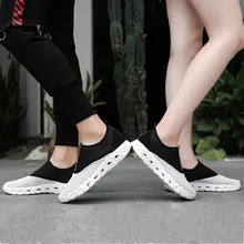 Осенняя Женская сетчатая повседневная обувь без шнуровки, мягкая мужская прогулочная обувь, черно-белые разноцветные кроссовки, женские размер плюс мужской 2023s