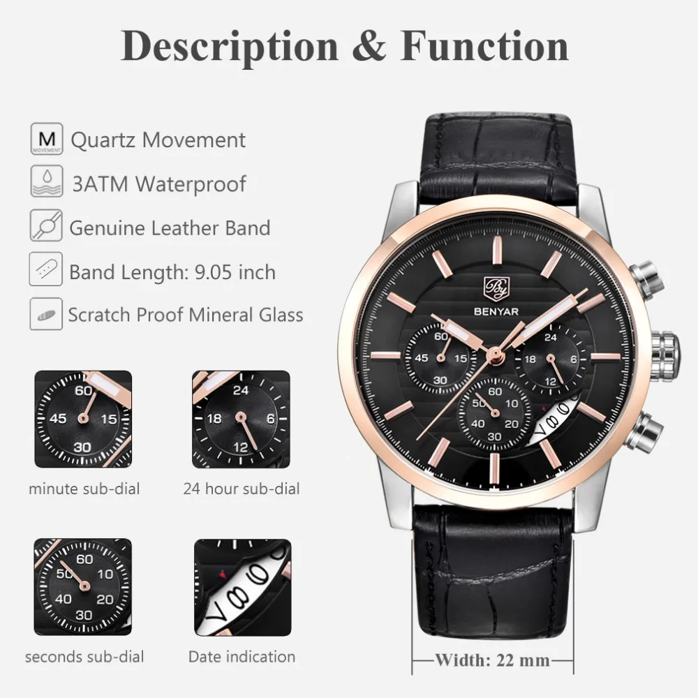 Элитный бренд Benyar для мужчин часы Полный сталь спортивные наручные часы для мужчин армия военная Униформа человек кварцевые наручные часы