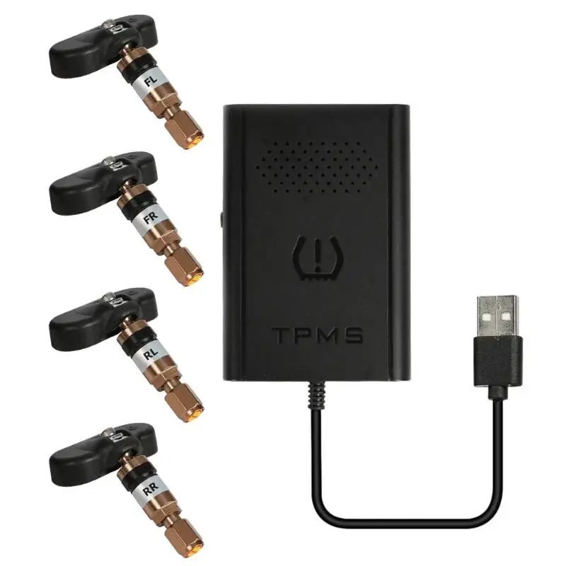 

5V USB Car TPMS Tire Pressure Monitoring Alarm System with 4 Interal Sensors for Android Car Stereo Navigation auto accessories