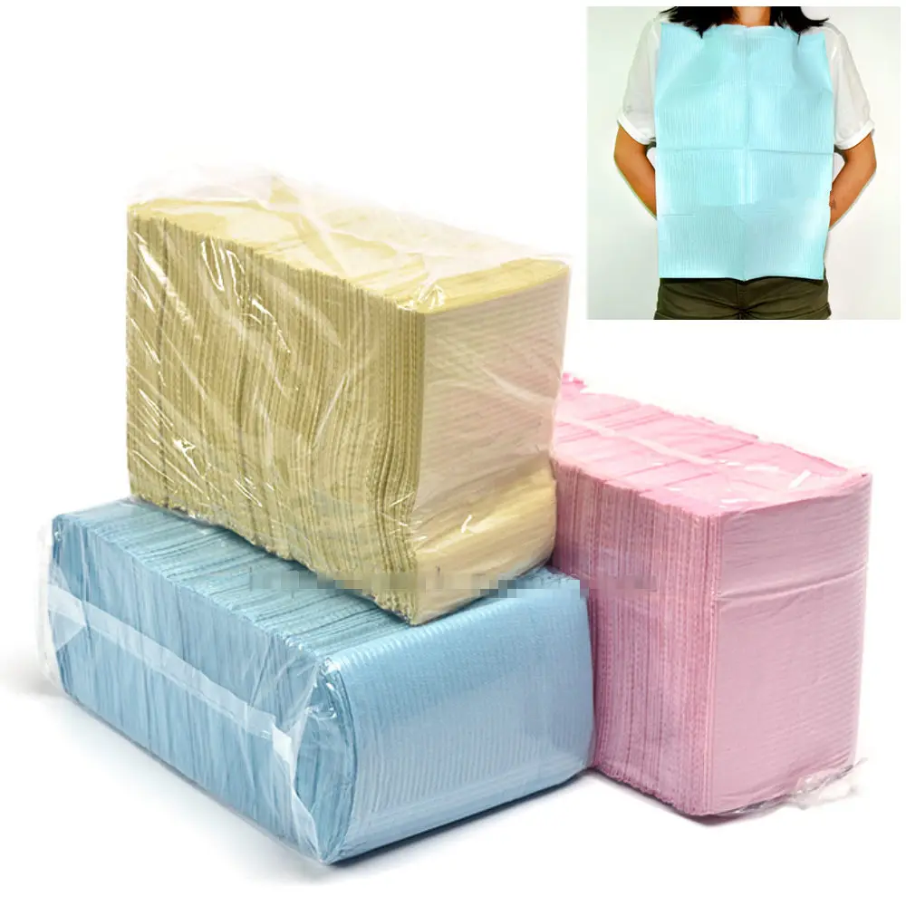 

125Pcs/bag Dental lab Dentist oral hygiene Medical Paper Scarf Tattoo Bib Double Layer Disposable Water-resistant Sheets