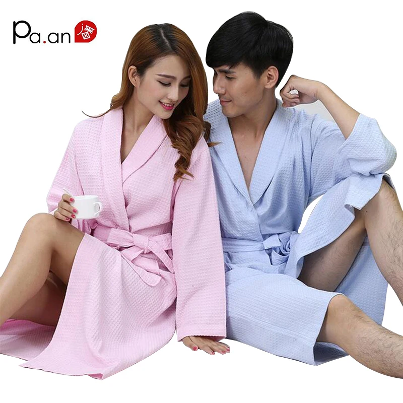 Buy 100 Cotton Blue Couple Bathrobe Long Sleeve Thick