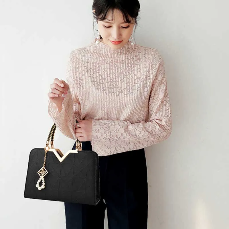 PU Leather Women Travel Handbag Pearl Ornament Female Shoulder Bag Large Holiday Lady Crossbody Fashion Handle Tote Bag SS7076 (15)