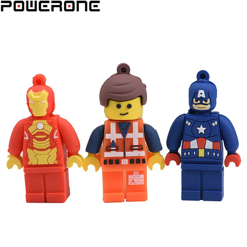 

POWERONE Promotion Lego Superhero usb flash drive USB 2.0 64GB memory stick pen drive 4GB 8GB pendrive 16GB 32GB