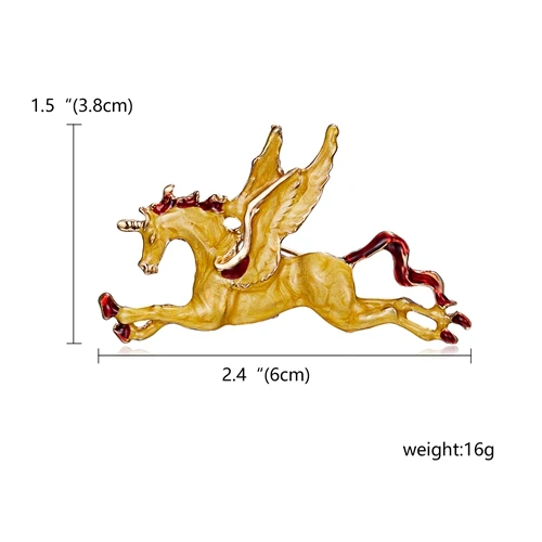 RINHOO, рыба, лягушка, кошка, черепаха, броши с лошадью для женщин, вечерние принадлежности, модные аксессуары, эмалированные броши для воротника, булавки в подарок, ювелирное изделие - Окраска металла: Gold Pegasus