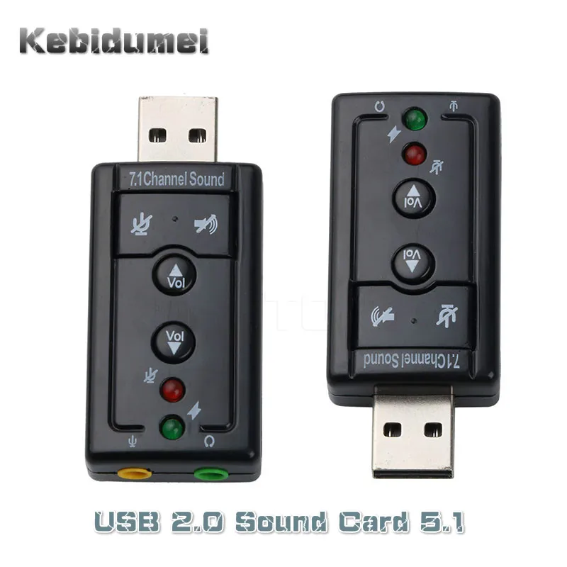 

Kebidumei USB 2.0 Sound Card 5.1 Cable Channel External Adapter 3.5mm Mic Speaker Earphone Audio Interface For Laptop PC