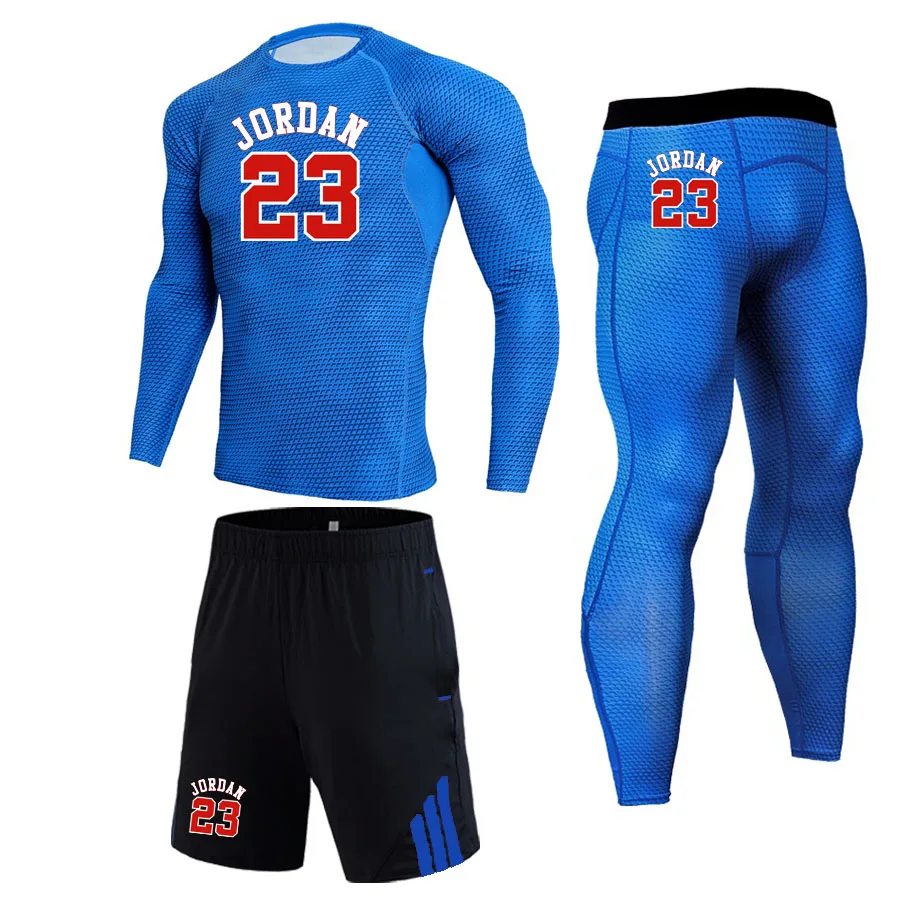 

3 Pcs/Set Men's Tracksuit JORDAN 23 Compression Sports Wear for Men Gym Fitness Clothes Running Jogging Suits Exercise Workout