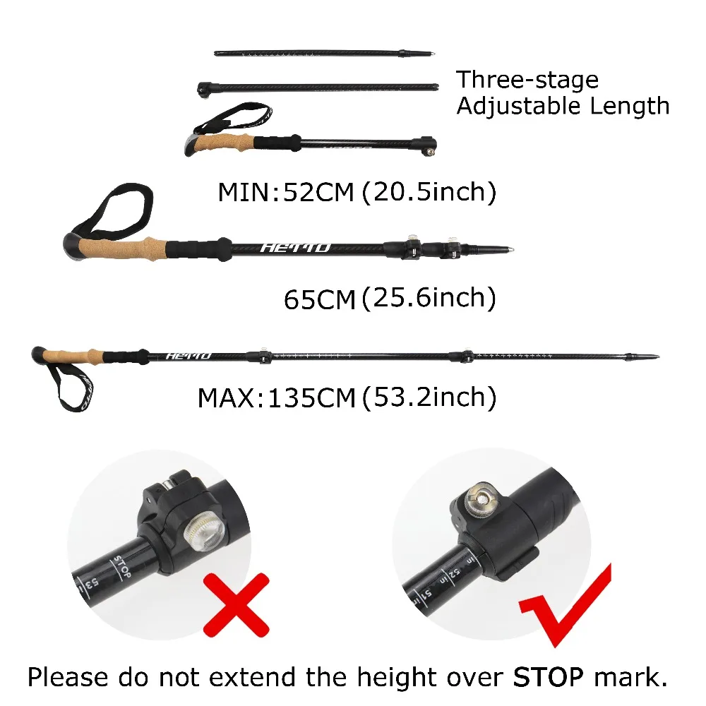 Hetto треккинговые палки из углеродного волокна регулируемые нодические палки для ходьбы, трекинга палки Углеродные скалолазные шесты складные альпенштоки