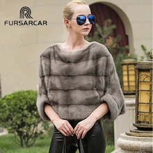 FURSARCAR Luxury Woman’s Real Mink Fur Coats Genuine Fur Poncho Shawl Natural Winter Female Jacket Full Pelt Cape for Women