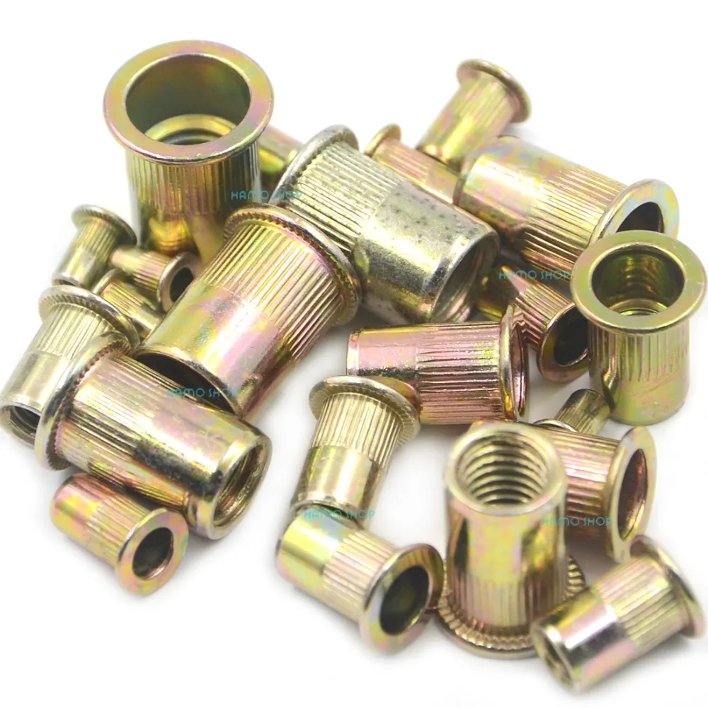 

5 Set Mix 7 Sizes Rivet Nut Flat Head Threaded Multi Blind Rivnut Insert Nutsert Steel (Total 35pcs)