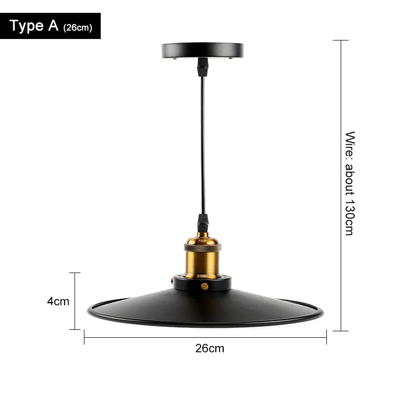 Винтажный промышленный подвесной светильник Ретро потолочный светильник скандинавский Железный Абажур Лофт Эдисон лампа для столовой лампа для ресторана бара - Цвет корпуса: 26CM-A