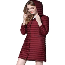 Новая женская Средняя длинная до низу куртка мода однобортный длинный рукав тонкий плюс размер тонкий зимний пуховик парка Mujer