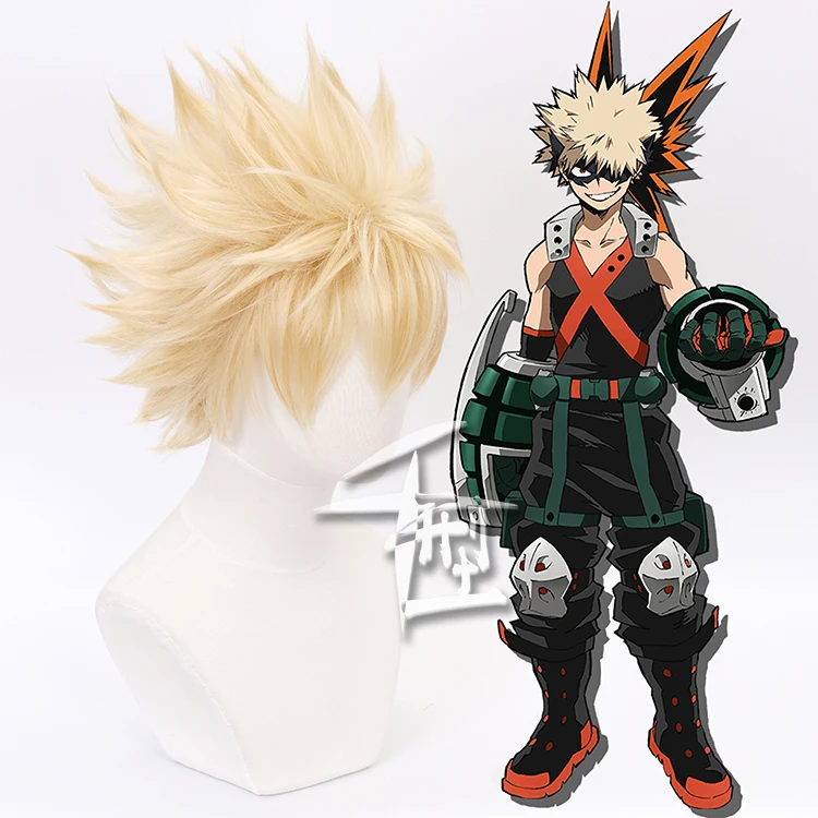 Парик для косплея моя геройская Академия Bakugou Katsuki Bakugo короткие льняные светлые