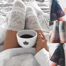 Модные женские сексуальные чулки с кружевной отделкой, чулки выше колена, длинные колготки для девочек, хлопковые милые чулки для женщин