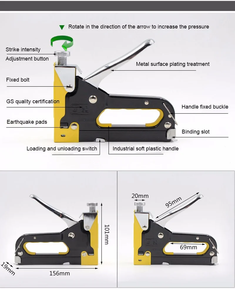 Большой скобоизвлекатель пистолет 3 в 1 Степлер TACKER с скобы обивка
