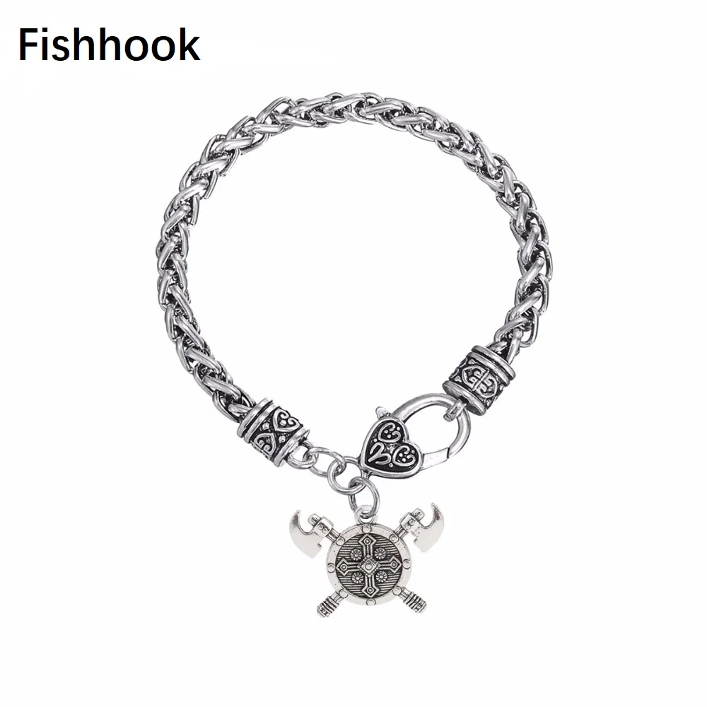 Fishhook Cross Double Axes Shield Pewter Barbarian Gladiator Medieval