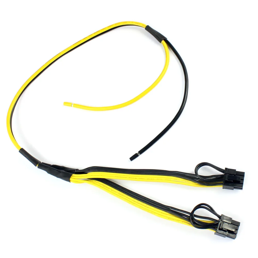 

Dual PCI-e PCIe Graphics Video Card 8pin 6+2pin Splitter Power Cable Cord with Terminal for RIG Miner 12AWG+16AWG F21513