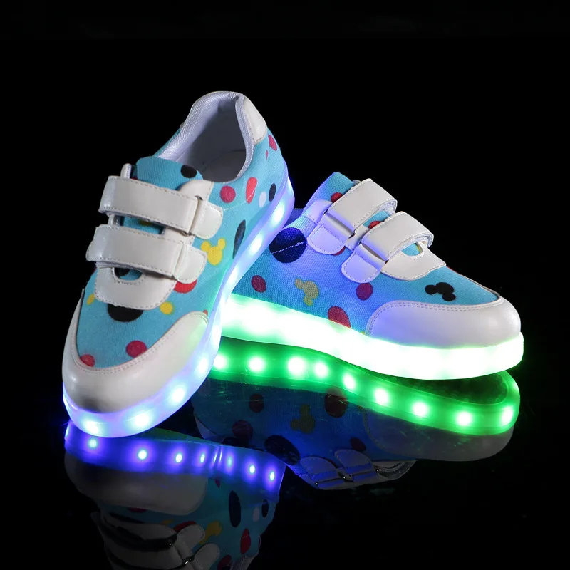 Size 25-35 LED Shoes for Kids Girls Boys USB Charge Glowing Lighted Shoes Kids Shoes with Lights Luminous Sneakers for Children