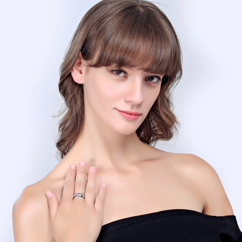 Modyle 2019 New Fashion One Row Crystal Rings for Women Gold /Silver Color Stainless Steel Wedding Jewelry