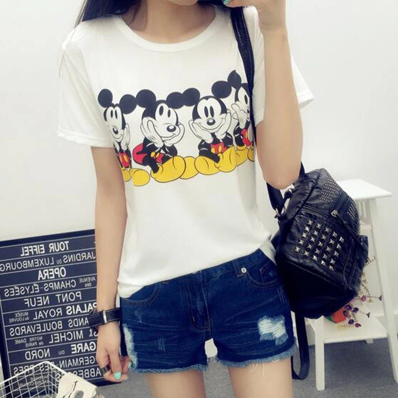 

Cute Cartoon Print Woman T shirt Summer Short Sleeve O Neck Cotton Tshirt Femme Fashion Casual Camisa Feminina Drop Shipping