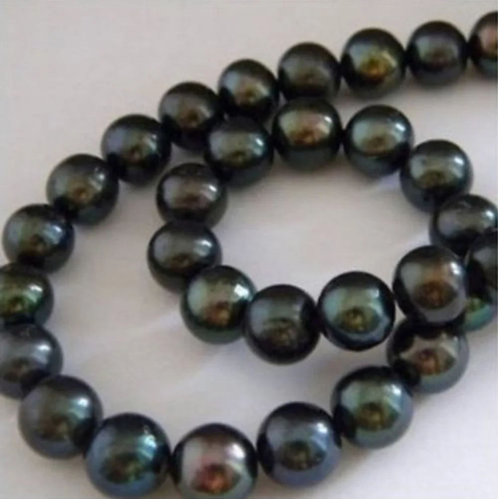 

Free shipping hot sale Women Bridal Wedding Jewelry >>Charming AAA+ 9-10mm Black Tahitian Pearl Bead 17inch