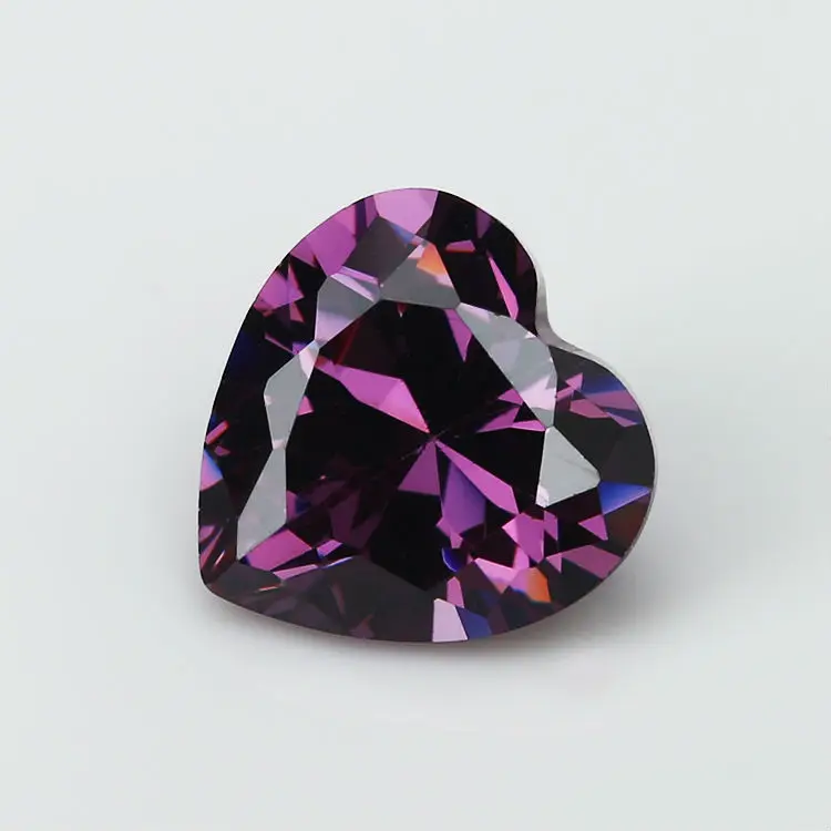 

50PCS 3x3~15x15mm Heart Shape Loose CZ Stone Purple Color AAAAA Cubic zirconia Synthetic stone For Jewelry DIY Gems Stone