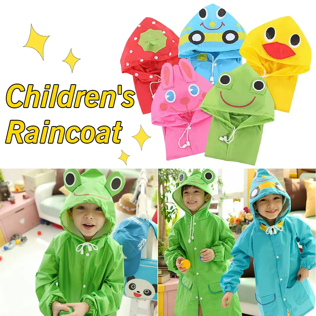 

2019 1pcs Kids Rain Coat Children's Raincoat Rainwear/Rain Suit Kids Waterproof Animal Raincoat Poncho