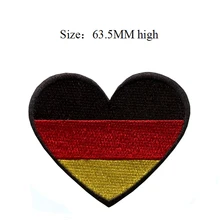 63,5 мм высокий флаг Германии Патч наклейка на ткань "Сердце" вышивка аппликация/вышивать на пачках/Индивидуальные нашивки
