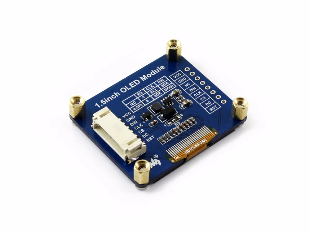 Модуль OLED Waveshare SSD1327 1 5x128 128 дюйма 16 бит интерфейс SPI/I2C с примерами (Raspberry