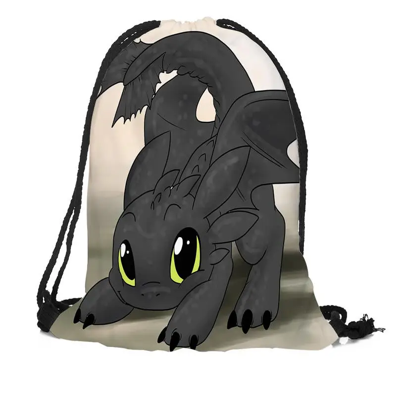 

Custom How to Train Your Dragon Drawstring Backpack Silk Soft Bag Travel Beach School Backpack More Size Custom You Image