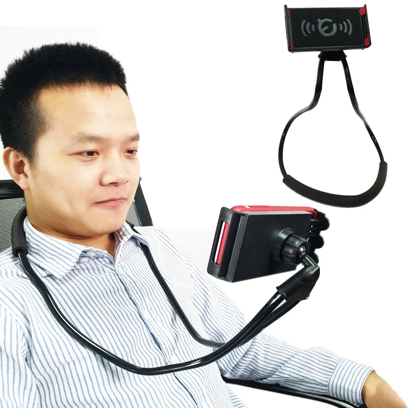 

360 Degree rotation Funny Flexible Lazy Bracket Mobile Phone Neck Hanging Stand Holder For Phone Tablets phone Storage rack