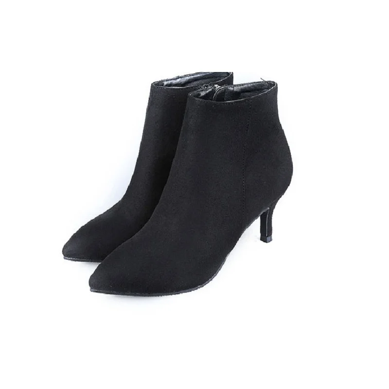 Épaississement 1126 Commerce De Stiletto Hiver Noir Plus Suede Velours Bottes Femmes Ljj Nouveau Section Pointu 2018 Extérieur 5AjLqSc43R