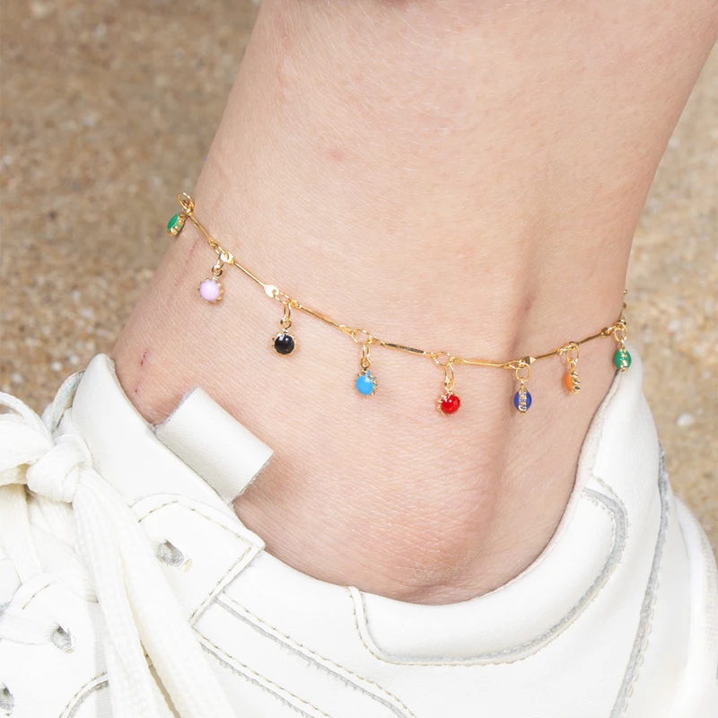 docona Bohemia Colorful Crystal Sunflower Beaded Anklet for Women Water Drops Daisy Charm Chain Anklets Jewelry Pulseras 7044 docona Bohemia Colorful Crystal Sunflower Beaded Anklet for Women Water Drops Daisy Charm Chain Anklets Jewelry Pulseras 7044